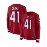 Women's Arizona Cardinals #41 Kenyan Drake Limited Red Therma Long Sleeve Football Jersey