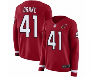 Women's Arizona Cardinals #41 Kenyan Drake Limited Red Therma Long Sleeve Football Jersey