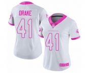 Women's Arizona Cardinals #41 Kenyan Drake Limited White Pink Rush Fashion Football Jersey