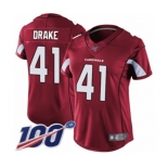 Women's Arizona Cardinals #41 Kenyan Drake Red Team Color Vapor Untouchable Limited Player 100th Season Football Jersey