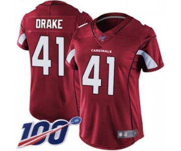 Women's Arizona Cardinals #41 Kenyan Drake Red Team Color Vapor Untouchable Limited Player 100th Season Football Jersey