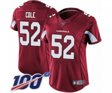 Women's Arizona Cardinals #52 Mason Cole Red Team Color Vapor Untouchable Limited Player 100th Season Football Jersey