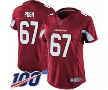 Women's Arizona Cardinals #67 Justin Pugh Red Team Color Vapor Untouchable Limited Player 100th Season Football Jersey