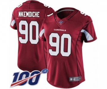 Women's Arizona Cardinals #90 Robert Nkemdiche Red Team Color Vapor Untouchable Limited Player 100th Season Football Jersey