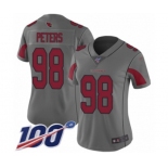 Women's Arizona Cardinals #98 Corey Peters Limited Silver Inverted Legend 100th Season Football Jersey