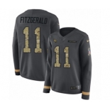 Women's Nike Arizona Cardinals #11 Larry Fitzgerald Limited Black Salute to Service Therma Long Sleeve NFL Jersey