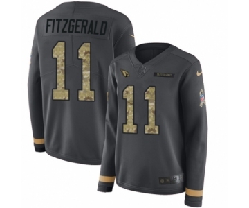 Women's Nike Arizona Cardinals #11 Larry Fitzgerald Limited Black Salute to Service Therma Long Sleeve NFL Jersey