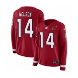 Women's Nike Arizona Cardinals #14 J.J. Nelson Limited Red Therma Long Sleeve NFL Jersey