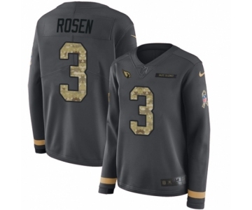 Women's Nike Arizona Cardinals #3 Josh Rosen Limited Black Salute to Service Therma Long Sleeve NFL Jersey