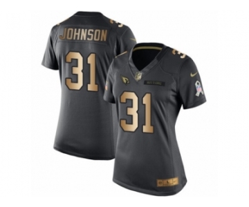 Women's Nike Arizona Cardinals #31 David Johnson Limited Black Gold Salute to Service NFL Jersey