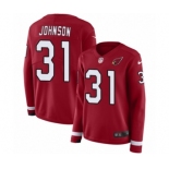 Women's Nike Arizona Cardinals #31 David Johnson Limited Red Therma Long Sleeve NFL Jersey