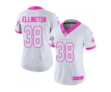 Women's Nike Arizona Cardinals #38 Andre Ellington White Pink Stitched NFL Limited Rush Fashion Jersey