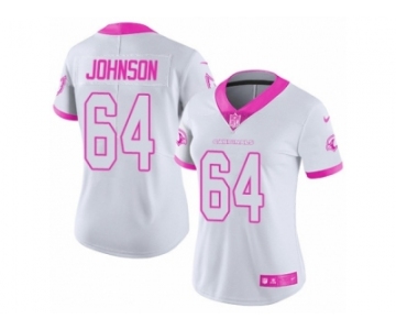 Women's Nike Arizona Cardinals #64 Dorian Johnson Limited White Pink Rush Fashion NFL Jersey