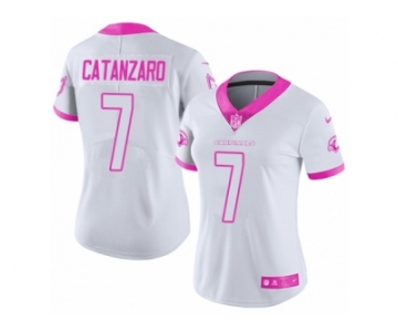 Women's Nike Arizona Cardinals #7 Chandler Catanzaro Limited White Pink Rush Fashion NFL Jersey