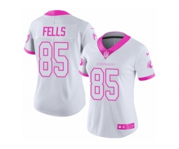 Women's Nike Arizona Cardinals #85 Darren Fells Limited White Pink Rush Fashion NFL Jersey