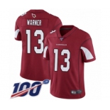 Youth Arizona Cardinals #13 Kurt Warner Red Team Color Vapor Untouchable Limited Player 100th Season Football Jersey