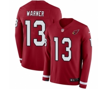 Youth Nike Arizona Cardinals #13 Kurt Warner Limited Red Therma Long Sleeve NFL Jersey