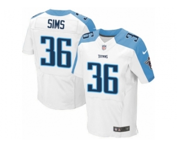 Men Nike Tennessee Titans #36 LeShaun Sims Elite White NFL Jersey