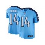 Men's Nike Tennessee Titans #14 Eric Weems Elite Light Blue Rush NFL Jersey