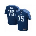 Men's Nike Tennessee Titans #75 Byron Bell Elite Navy Blue Alternate NFL Jersey