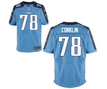 Men's Nike Tennessee Titans #78 Jack Conklin Elite Light Blue Team Color NFL Jersey