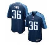 Men Nike Tennessee Titans #36 LeShaun Sims Game Navy Blue Alternate NFL Jersey