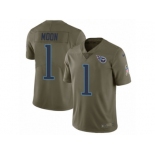 Men Nike Tennessee Titans #1 Warren Moon Limited Olive 2017 Salute to Service NFL Jersey