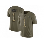 Men Nike Tennessee Titans #1 Warren Moon Limited Olive Camo 2017 Salute to Service NFL Jersey