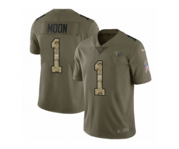 Men Nike Tennessee Titans #1 Warren Moon Limited Olive Camo 2017 Salute to Service NFL Jersey