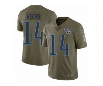 Men Nike Tennessee Titans #14 Eric Weems Limited Olive 2017 Salute to Service NFL Jersey