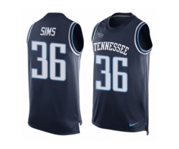 Men Nike Tennessee Titans #36 LeShaun Sims Limited Navy Blue Player Name & Number Tank Top NFL Jersey