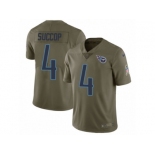 Men Nike Tennessee Titans #4 Ryan Succop Limited Olive 2017 Salute to Service NFL Jersey