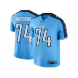 Men Nike Tennessee Titans #74 Bruce Matthews Limited Light Blue Rush Vapor Untouchable NFL Jersey