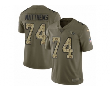 Men Nike Tennessee Titans #74 Bruce Matthews Limited Olive Camo 2017 Salute to Service NFL Jersey