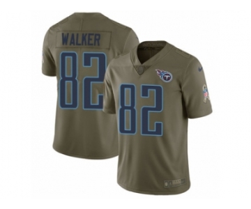 Men Nike Tennessee Titans #82 Delanie Walker Limited Olive 2017 Salute to Service NFL Jersey