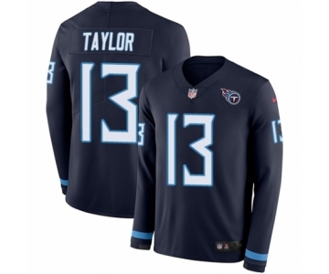 Men's Nike Tennessee Titans #13 Taywan Taylor Limited Navy Blue Therma Long Sleeve NFL Jersey