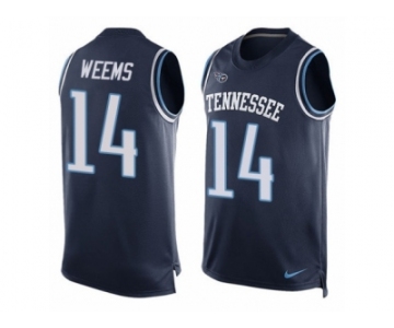 Men's Nike Tennessee Titans #14 Eric Weems Limited Navy Blue Player Name & Number Tank Top Tank Top NFL Jersey