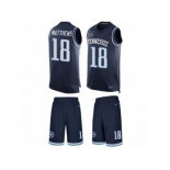 Men's Nike Tennessee Titans #18 Rishard Matthews Limited Navy Blue Tank Top Suit NFL Jersey