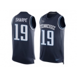 Men's Nike Tennessee Titans #19 Tajae Sharpe Limited Navy Blue Player Name & Number Tank Top NFL Jersey