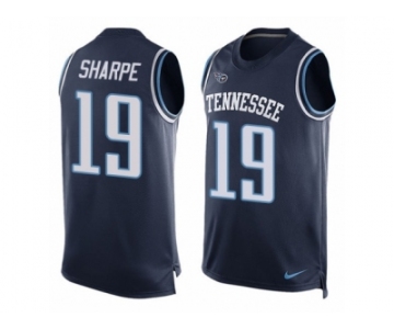 Men's Nike Tennessee Titans #19 Tajae Sharpe Limited Navy Blue Player Name & Number Tank Top NFL Jersey