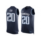 Men's Nike Tennessee Titans #20 Perrish Cox Limited Navy Blue Player Name & Number Tank Top NFL Jersey