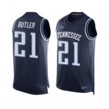 Men's Nike Tennessee Titans #21 Malcolm Butler Limited Navy Blue Player Name & Number Tank Top NFL Jersey