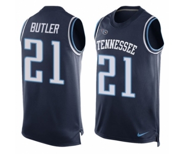 Men's Nike Tennessee Titans #21 Malcolm Butler Limited Navy Blue Player Name & Number Tank Top NFL Jersey