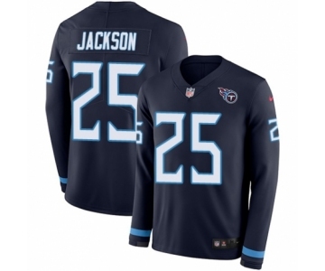 Men's Nike Tennessee Titans #25 Adoree' Jackson Limited Navy Blue Therma Long Sleeve NFL Jersey