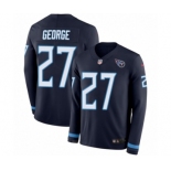 Men's Nike Tennessee Titans #27 Eddie George Limited Navy Blue Therma Long Sleeve NFL Jersey