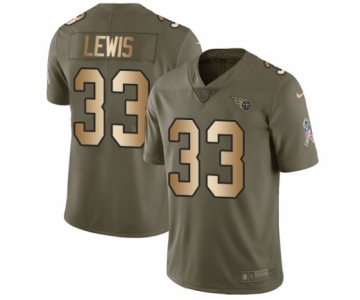 Men's Nike Tennessee Titans #33 Dion Lewis Limited Olive Gold 2017 Salute to Service NFL Jersey