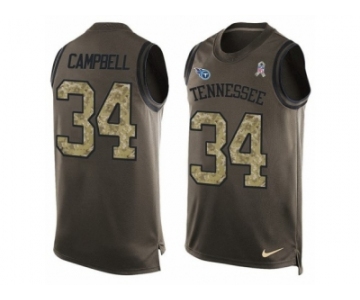 Men's Nike Tennessee Titans #34 Earl Campbell Limited Green Salute to Service Tank Top NFL Jersey