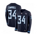 Men's Nike Tennessee Titans #34 Earl Campbell Limited Navy Blue Therma Long Sleeve NFL Jersey