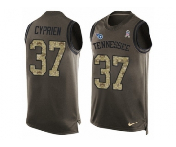 Men's Nike Tennessee Titans #37 Johnathan Cyprien Limited Green Salute to Service Tank Top NFL Jersey