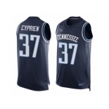 Men's Nike Tennessee Titans #37 Johnathan Cyprien Limited Navy Blue Player Name & Number Tank Top Tank Top NFL Jersey